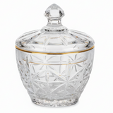 AKDC Mini Glass Sugar Bowl with Lid Small Condiment Container for Sugar and Spices 10 x 8 cm