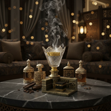 Crystal Glass & Chalk Incense Burner with Kaaba Design | 22×13×10 cm | Luxury Arabic Home Décor