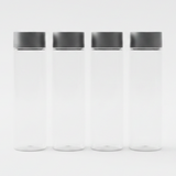 Jiham 4-Piece Clear Plastic Juice Bottles Set - 500ml - Grey Screw Cap
