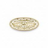 Slama White & Olive Gold Ceramic Oval Plate - 20cm