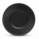 Black Ceramic Round Charger Plate with Embossed Radial Rim – 8.5 Inch