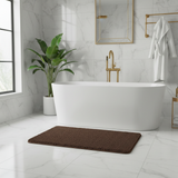 Brown Chenille Bath Mat Non-Slip Rubber Back - 80×100 cm