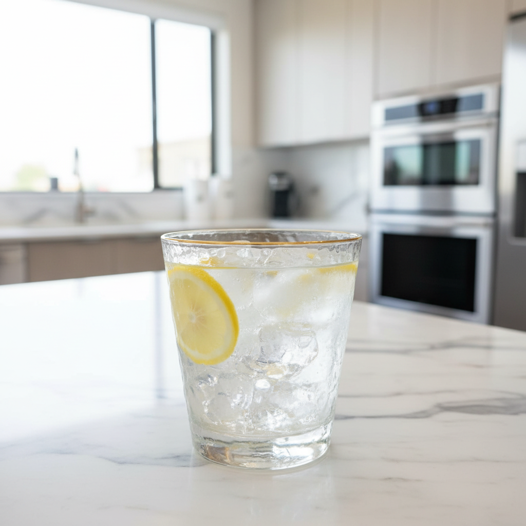 Hammered Clear Glass Tumbler with Gold Rim – 250ml