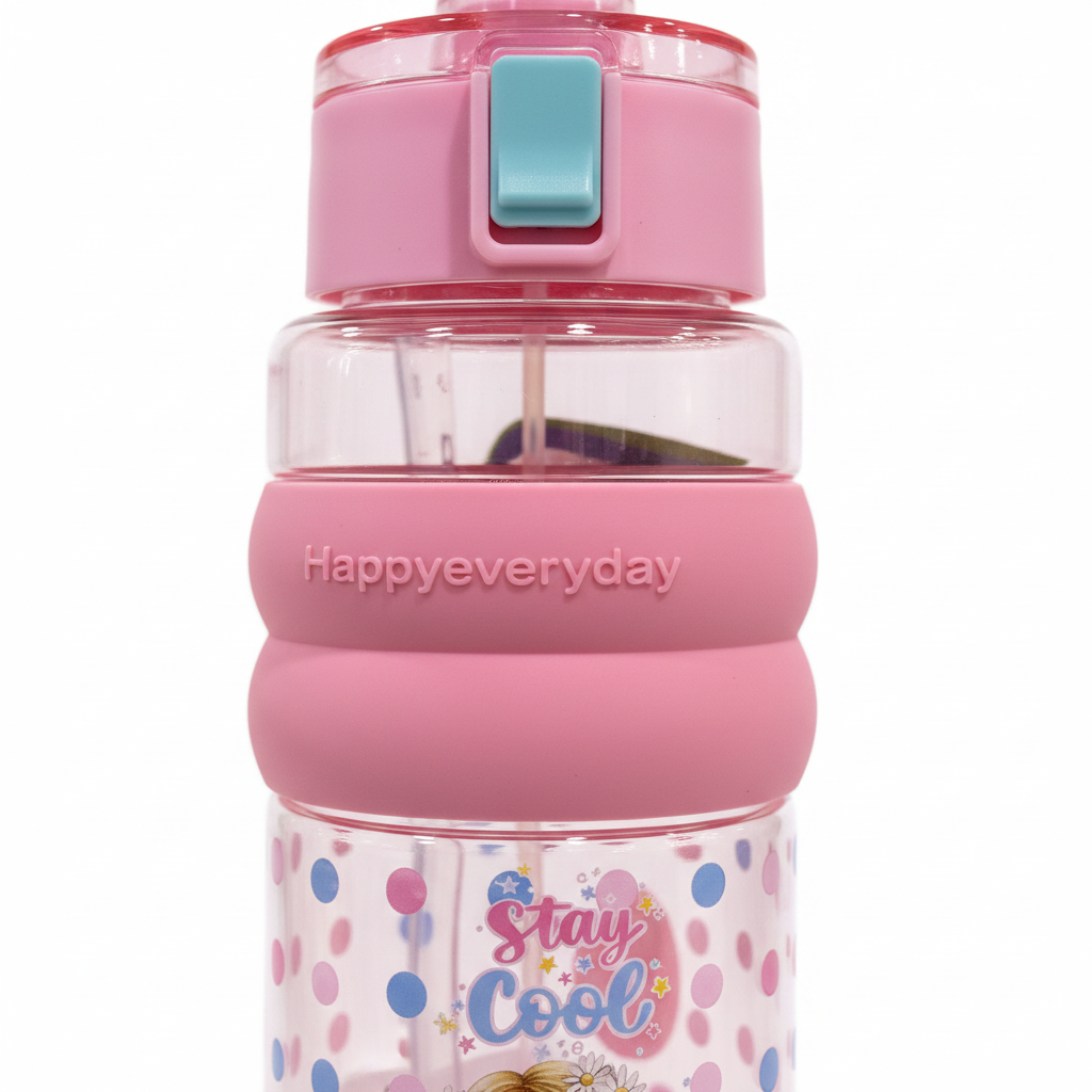 SBC Pink"Happy Everyday" Kids Plastic Water Bottle — 750ml