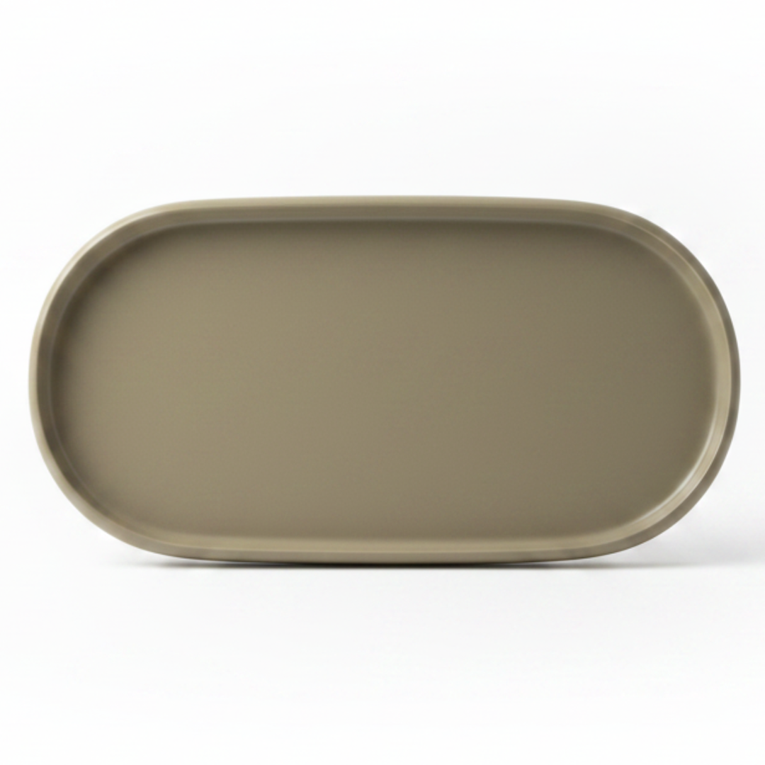 Luhpar Oval Ceramic Serving Tray | 35.4 × 19.4 cm | Taupe, Off White, Brown |