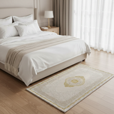 Lugo Ivory & Light Beige Carpet | Elegant Persian Medallion Design | 80 × 150 cm |