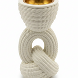 Chalk Rope Knot Incense Burner   17×5 cm - White / Cream / Black