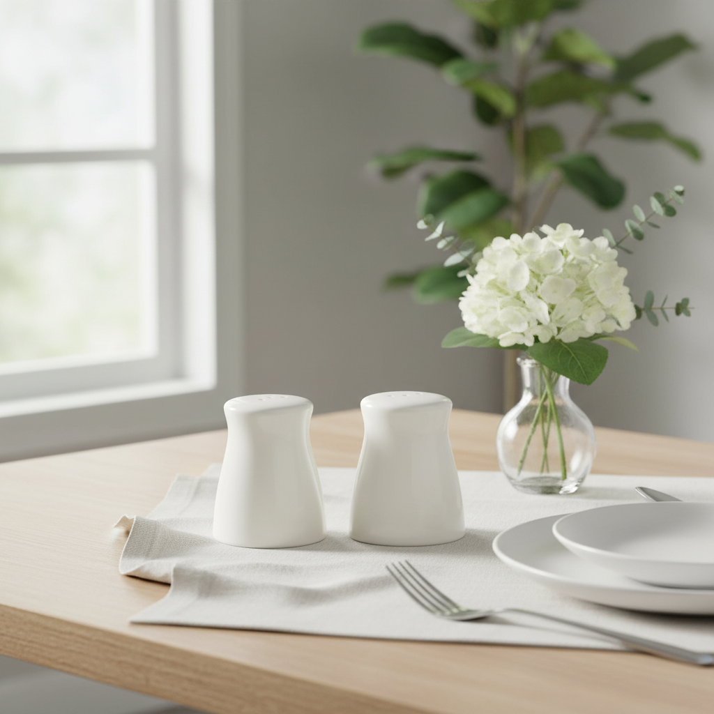 Symphony White Ceramic Tabletop Salt & Pepper Shakers