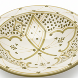 Slama Cream & Olive Gold Ceramic Soup Bowl - 23cm