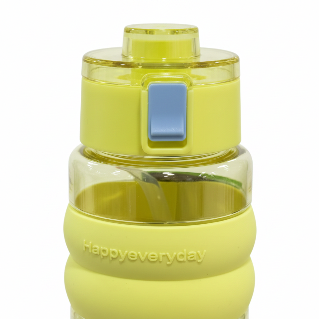 SBC Yellow Kids Plastic Water Bottle with Straw & Flip Lid – 750ml