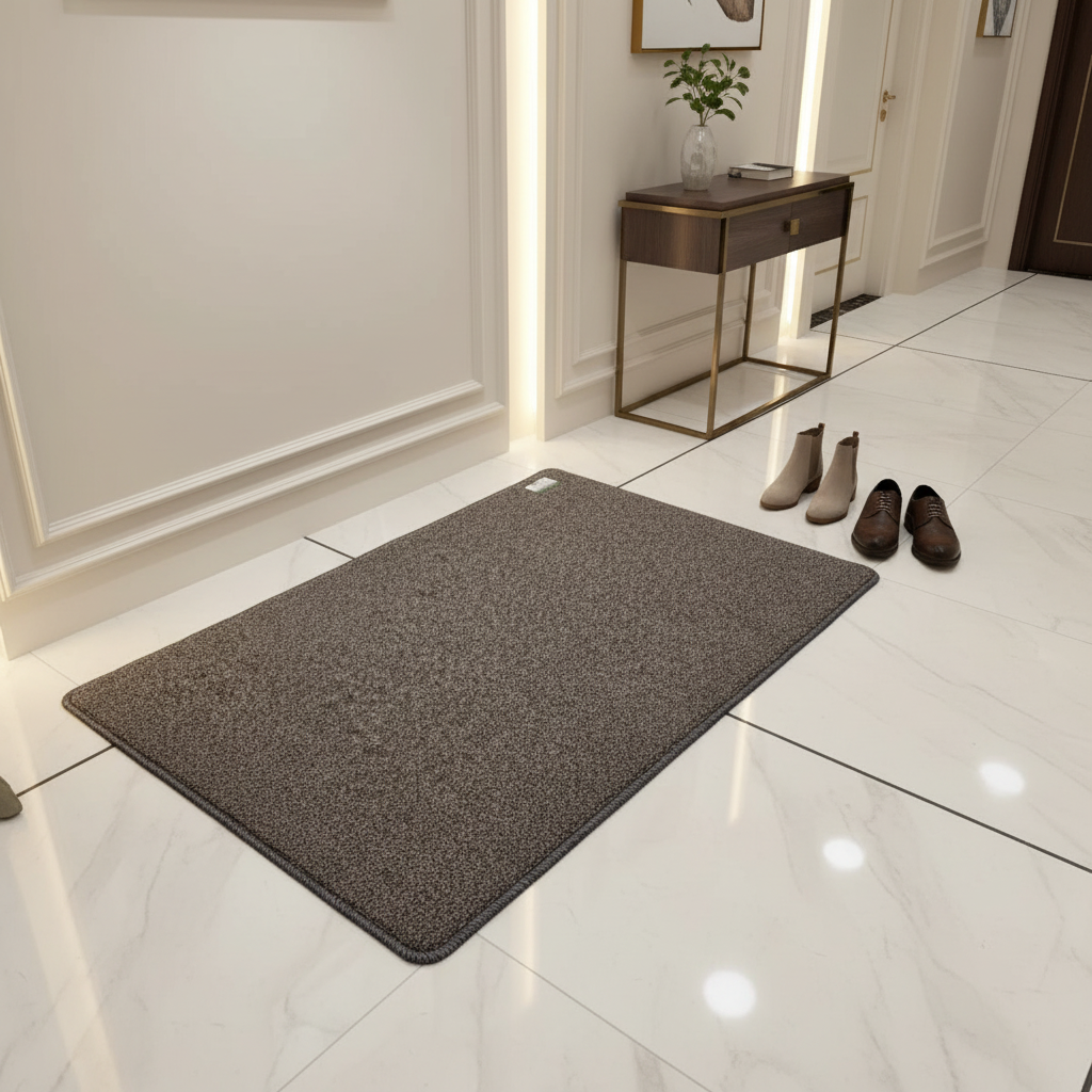 Rectangle Door Mat | Non-Slip Entrance Rug | Dirt-Trapping Textured Surface | Indoor & Outdoor Use | 68 × 44 cm | Brown Speckled