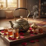 Black & Gold Ornate Metal Tea Kettle 1.5L | Elegant Crystal Knob Lid | Luxury Arabic Hospitality Teapot with Floral Paisley Design