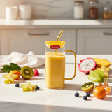 Welldeco Glass Juice Mug with Straw — 400ml