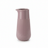 Ribbed Ceramic Pitcher Vase - 28×9cm - Mauve / Dusty Blue