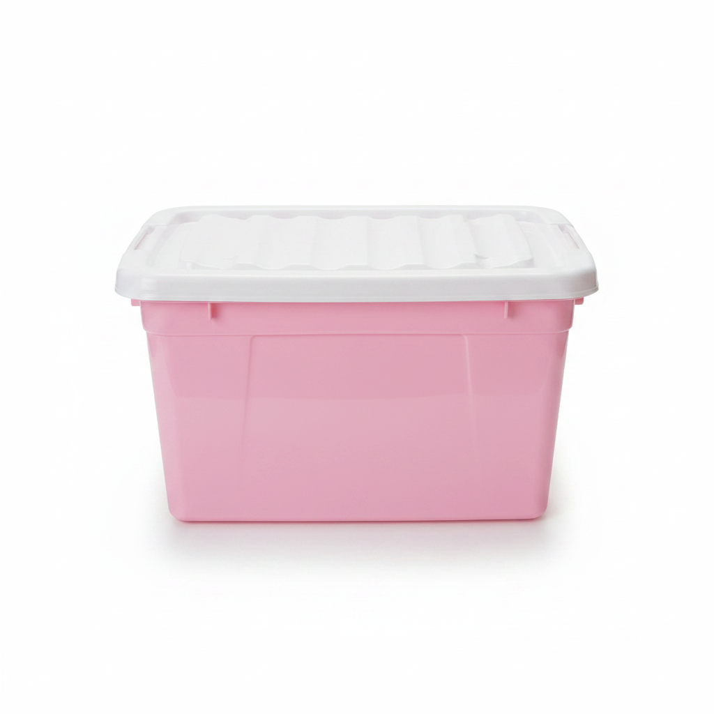 Esqube Plastic Storage Box with Lid & Handle – 25 Litre - Grey / Light Blue / Pink / Sage Green