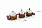 Luhpar 3-Bowl Serving Set on Rectangular Stainless Steel Tray - 56×22×13 cm