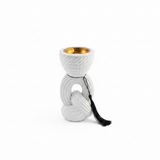Chalk Rope Knot Incense Burner   17×5 cm - White / Cream / Black