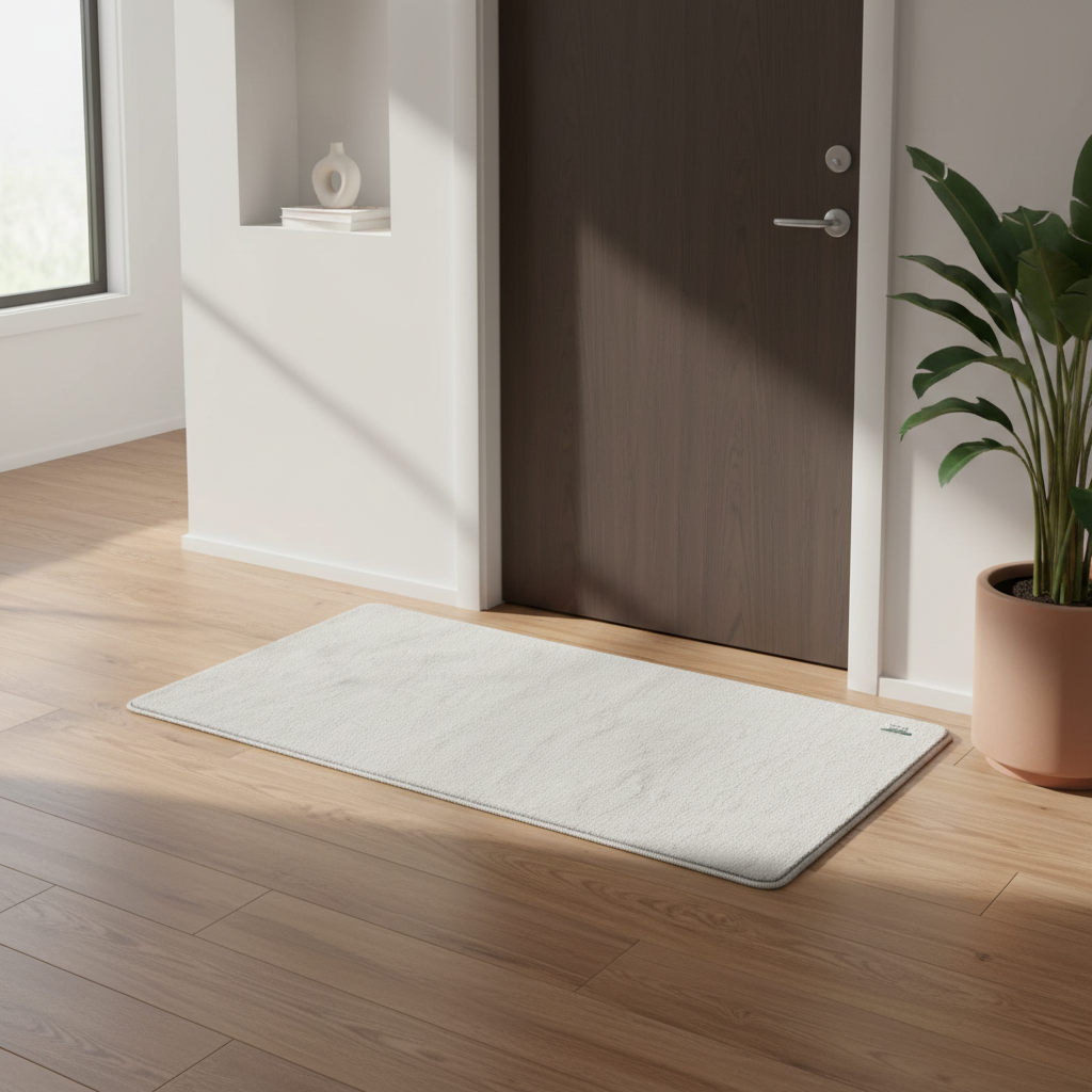 Soft Rectangle Door Mat | Anti-Slip Absorbent Floor Rug for Entrance, Bathroom & Living Room | 80 x 45 cm | Off White |