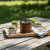 Luhpar Brown Wooden Jar with Silver Stainless Steel Lid — 13×13cm