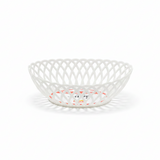 Exclusive Plastic Cane-Style Woven Design Oval Basket - 30×22 cm - Beige / Brown / White