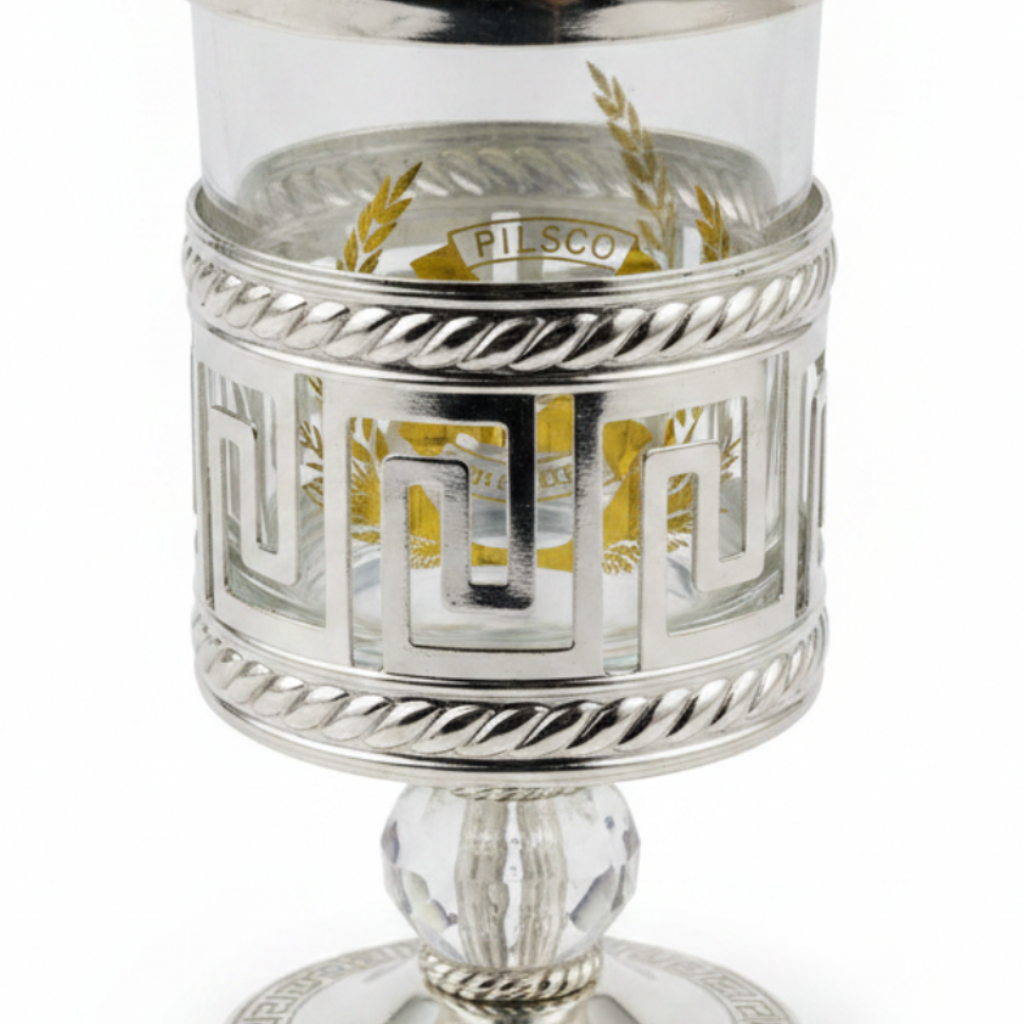 Pilsco Metal & Glass Spoon Holder - 10×5 cm - Silver / Gold