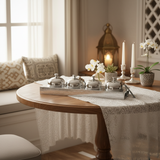 AKDC Candy Bowl Set with Holder (4 Pieces) – Luxury Metal Silver Finish, Complete Decorative Serving Set, 51 × 14 × 10 cm