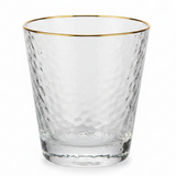 Hammered Clear Glass Tumbler with Gold Rim – 250ml