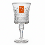 Deli Crystal Cut Footed Stem Glass 160ml — Diamond Pattern Clear Glassware