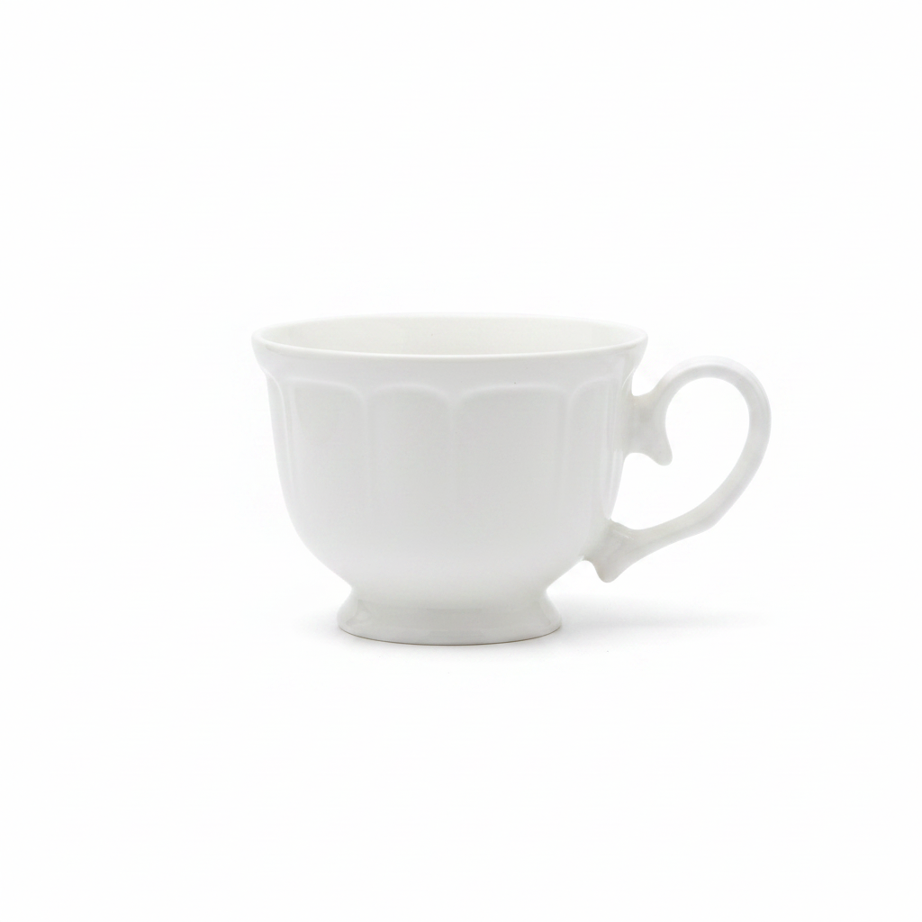 Classic White Ceramic Tea Cup - 180ml