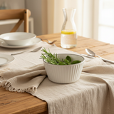 Spanis Home White Ceramic Ribbed Bowl with Silver Rim – 5 Inch