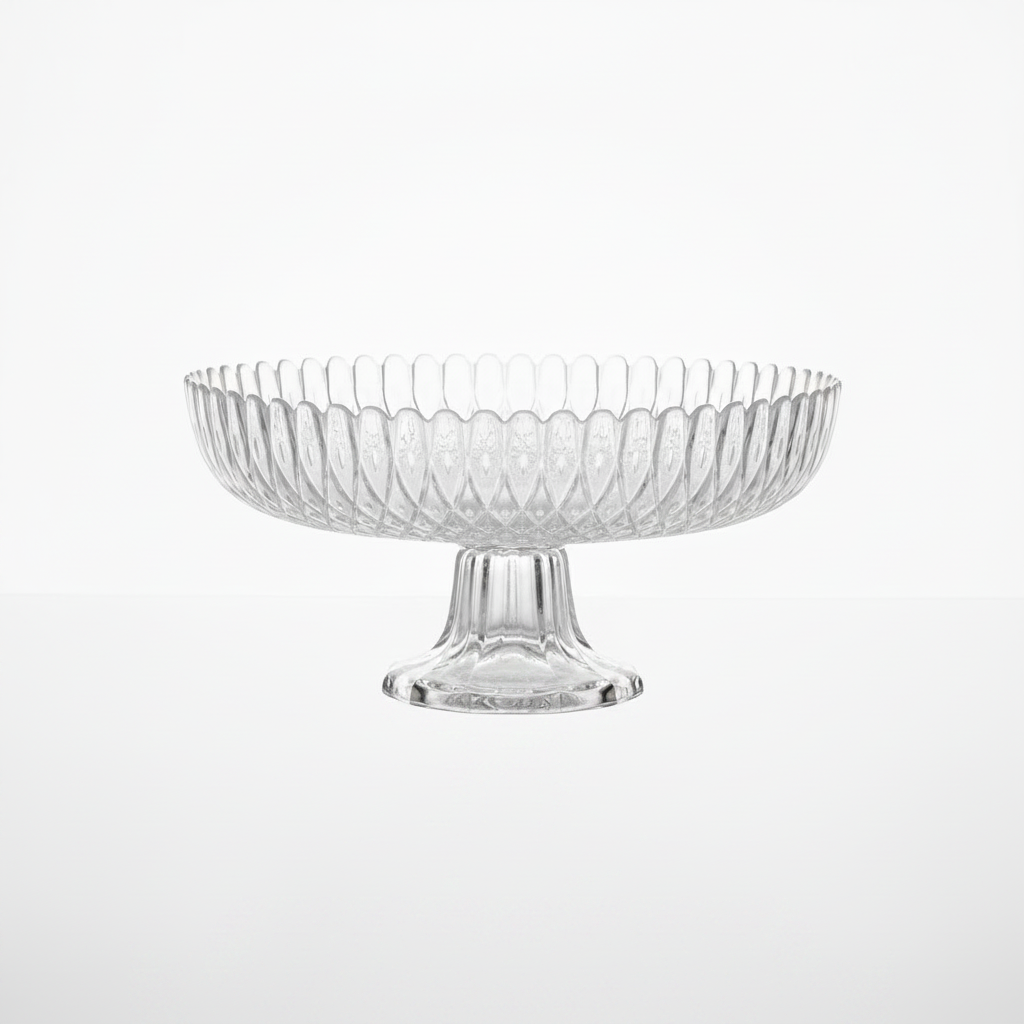 Crystal Glass Footed Fruit Plate - 26×12 cm