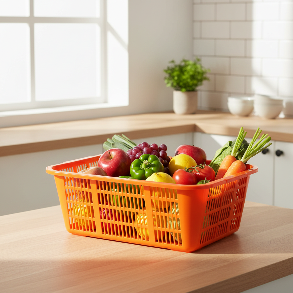 Dynasty Plastic Kitchen Storage Tray – 50 × 40 × 18 cm - Orange / Pink / Blue / Green
