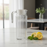 Luminarc Glass Jug 1L – Clear Ribbed Design with Lid