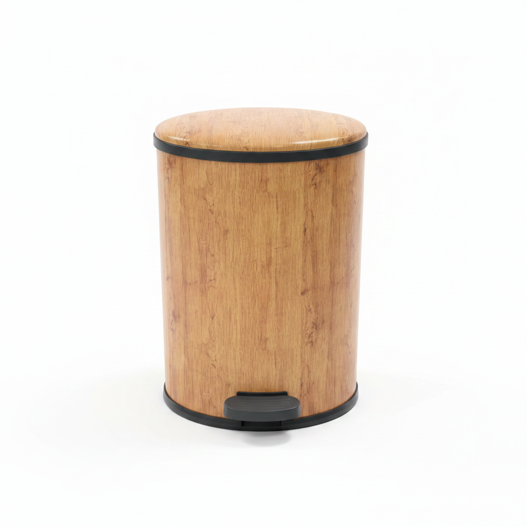 Wood Finish Plastic Pedal Dustbin – 35×25cm
