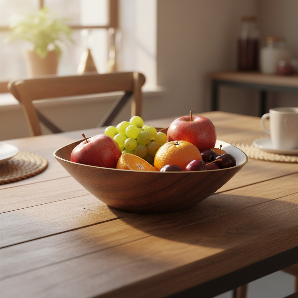 Evelin Large Triangle Bowl – Wood-Finish Polystyrene – 34×11 cm