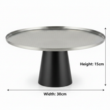 Luhpar Black Wooden Footed Brushed Silver Stainless Steel Cake Stand - 15×30 cm
