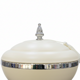 Cream & Silver Metal Footed Candy Bowl with Lid - 20×20 cm