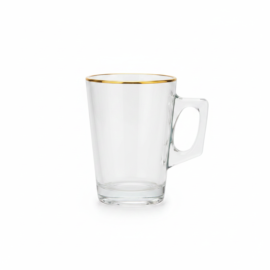 Glass Tea Mug With Gold Rim - 130ml