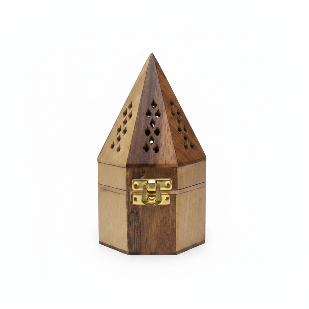 Wooden Pyramid Incense Burner Box - 18×10 cm