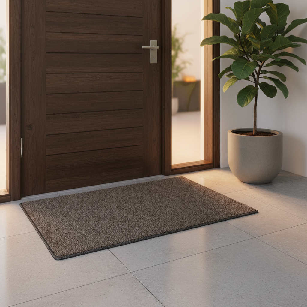Rectangle Door Mat | Non-Slip Entrance Rug | Dirt-Trapping Textured Surface | Indoor & Outdoor Use | 68 × 44 cm | Brown Speckled