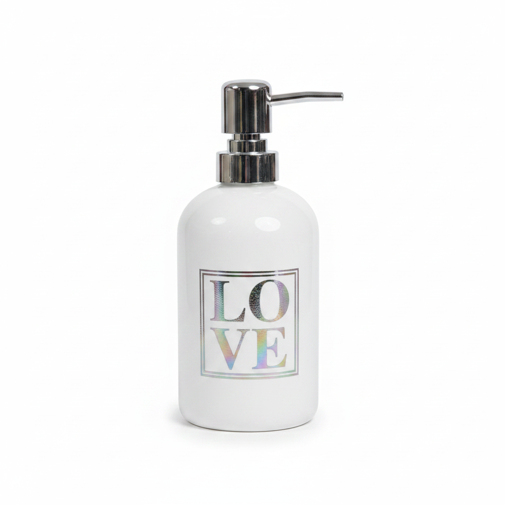 LOVE Ceramic & Plastic Liquid Soap Dispenser – 400m -Black / White