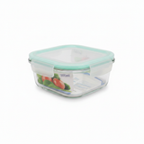 Spanis Home Square Glass Lunch Box with Airtight Clip Lid - 800ml