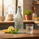 Embossed Botanical Glass Bottle with Swing-Top Lid — 800ml