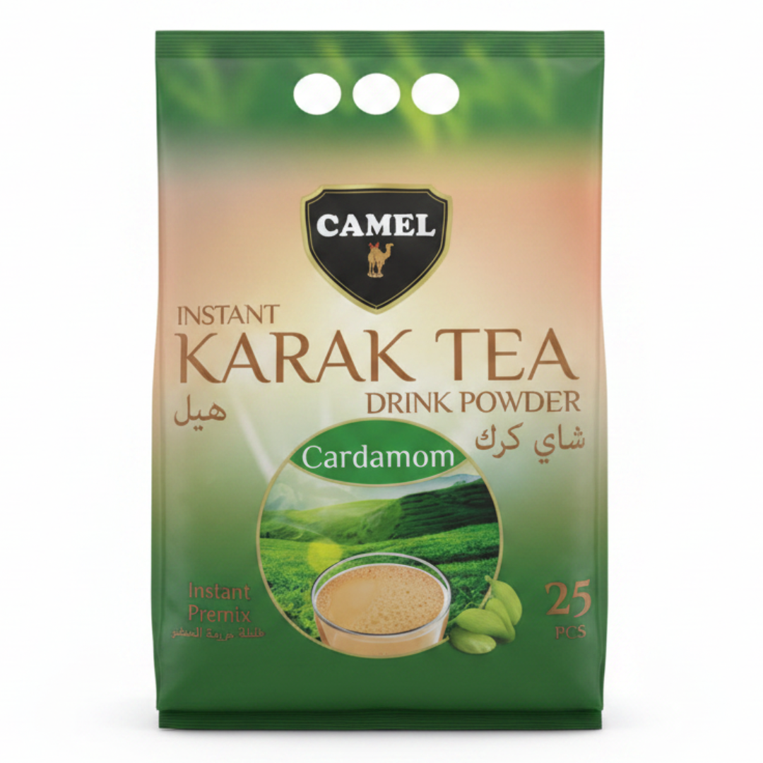 Camel Instant Karak Tea Drink Powder | 25 Sachet Premix | 500g | Cardamom / Original / Saffron / Ginger / Masala