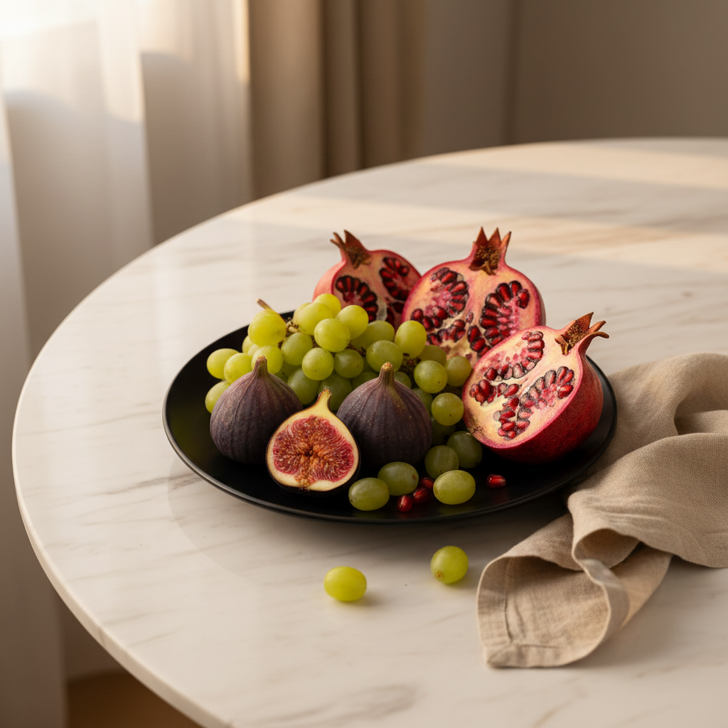 Black Matte Ceramic Fruit Plate 26.5cm | Premium Stoneware Serving Plate |