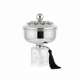 Acrylic Footed Silver Metal Candy Bowl with Lid - 18 × 12 cm