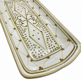 Slama Cream & Olive Gold Ceramic Rectangle Serving Tray - 35cm