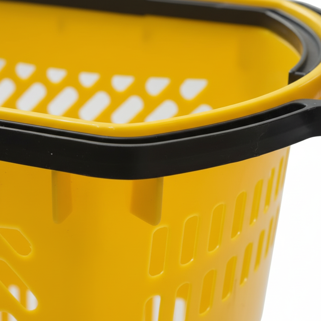 Plastic Rolling Basket with Telescopic Pull Handle & Wheels - 50×35×40cm