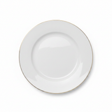 White Porcelain Dinner Plate with Gold Rim - 10 Inch