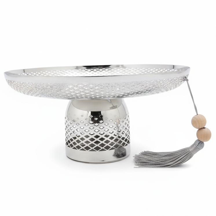 AKDC Metal Fruit & Candy Bowl – Unique Silver Finish, Decorative Vertical Serving Bowl, 10 × 22 cm